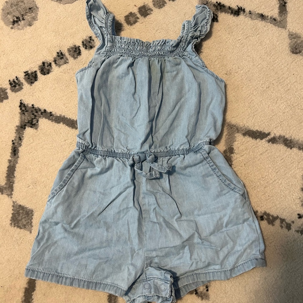 Blue toddler shorts romper